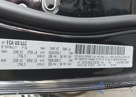 2016 Dodge Journey Se from USA, damaged, VIN 3C4PDCAB9GT238799